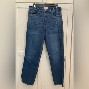 Frame Le Sylvie crop jeans with raw hem in a mid wash